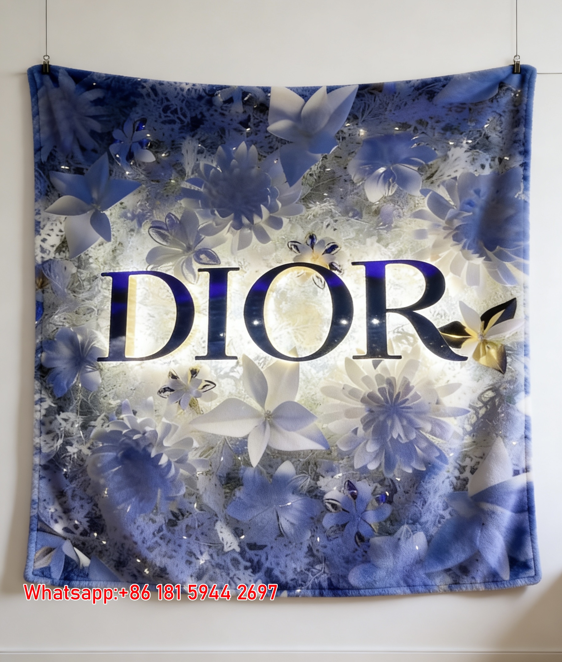 Dior Floral Window Display Flannel Sofa Throw Blanket D462